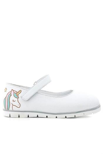 Rakerplus Tbons Special Design Genuine Leather White Girls Ballerina Shoes