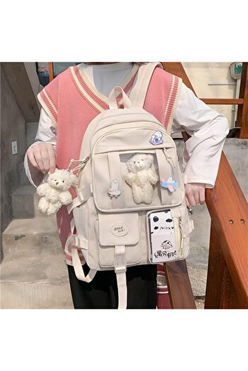 fulina School Backpack for Teen Girls Back to School Aesthetic Cute Adorable Lovely with Pin and Cute Acces
