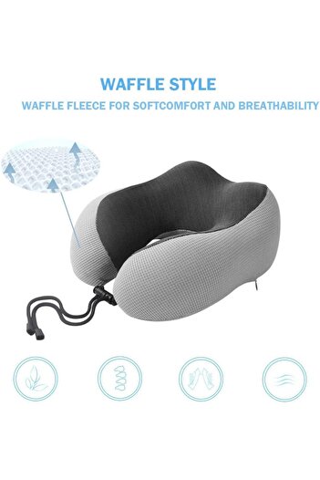 fulina Travel Pillow Memory Foam Neck Pillow with 360° Head Support Comfortable Trave Pillow with Storage