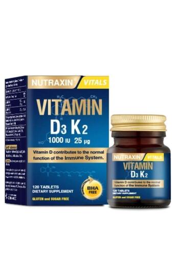 Nutraxin D3K2 120 Tablets – Supplement Containing 1000 Iu of Vitamin D3 + 25 Mcg of Vitamin K2