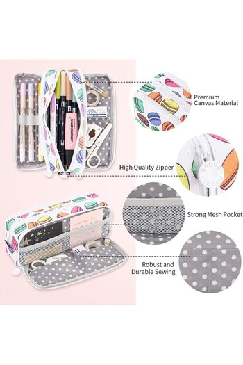fulina Large Pencil Case Big Capacity 3 Compartments Canvas Pencil Pouch for Teen Boys Girls School Student