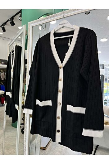 MERAM BUTİK Adn Tri̇ko Cardigan - Black - 1
