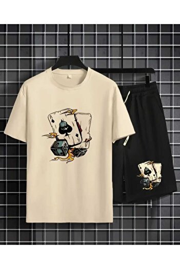 ORVIO Group Men's Team T-Shirt and Shorts - Playing Card Themed