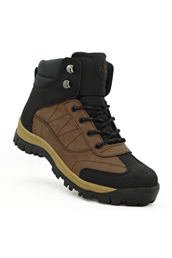 LETAO Boy's Cold-Resistant Dark Tan Zippered Fur Trekking Boots