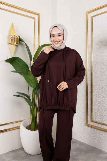 Moda MSK Σετ δύο τεμαχίων Modal Fabric Brown Oversize