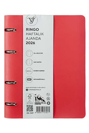 Victoria's Journals RinGo 2026 Haftalık Ajanda A5 (14x21cm) Esnek Kapak Ivory 80gr. İçi Değişebilir