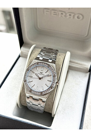 FERRO Silver Steel Band Women Wristwatch Fl43029A-A 3Atm Water Resistant Warranty 2 Years Giftpacked