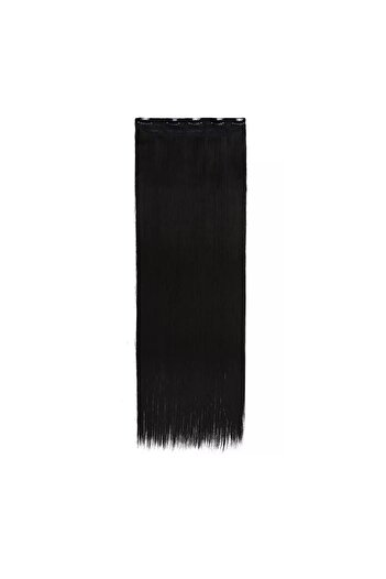 animis beauty Extensii par Negre, drepte, tresa cu 5 clipsuri, 80 cm, fibra sintetica cu aspect natural