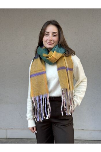 novon Wool Textured Color Transition Thick Fringed Soft Touch Premium Wide Scarf (230 Cm)