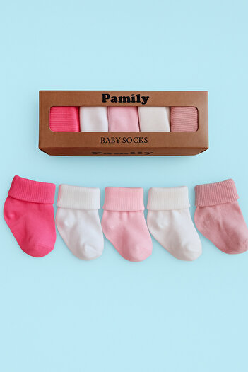 baby socks جوارب قطنية للأطفال من 0-6 أشهر، 5 ألوان في علبة