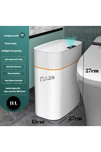 Razo Razo smart bathroom trash can, automatic opening, volume 11 L, rechargeable, 3 modes, white