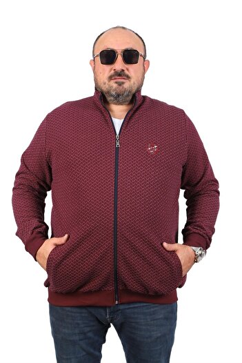 MocGrande Large Size Zippered Cardigan Impact 22716 Bordo