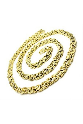 TREND COLLECTİON Erkek Gold Renk Çelik 5 Mm Zincir Kral Kolye