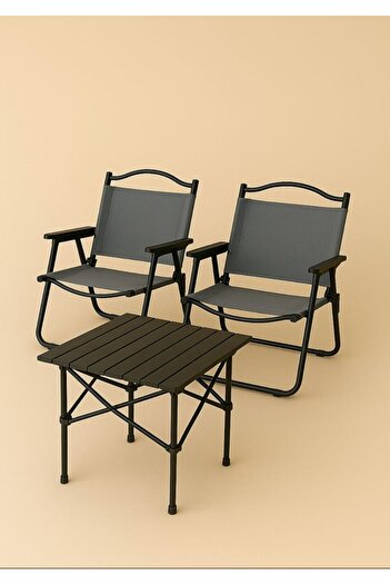 GENERAL Folding Picnic Set 2 Chairs and Table Grey