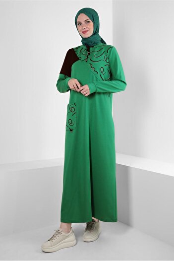 Alvina Stone Detailed Patterned Tracksuit Dress - 43724