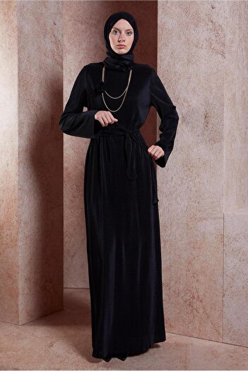 Alvina 44577 Model Belted Hijab Dress