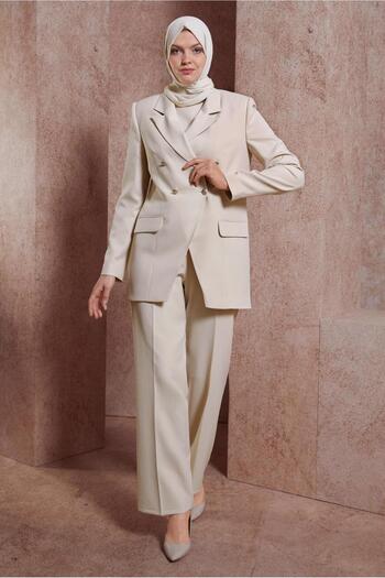 Alvina Double Breasted Collar and Three Pants Set - Model 30438