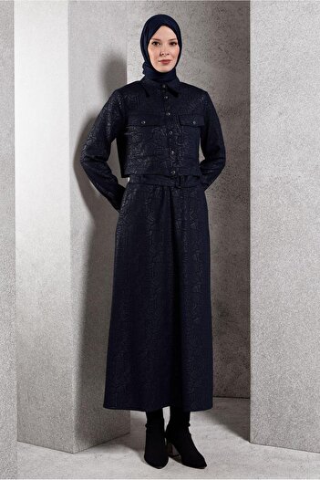 Alvina 45185 Model Jacquard Skirt Suit
