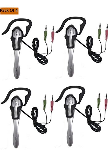 Taimi Pack Of 4 Wired Single Sided Headset with Microphone for PC and Laptop - Black