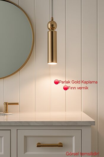 Bozyaka Aydınlatma Sparg Dekoratif Tekli Metal Tavan Sarkıt Gold Kaplama Modern Avize (Gün ışığı led ampul dahildir...)