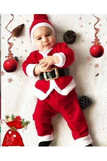 BAYTEKİN SÜNNET GİYİM Children's Christmas Daddy Costume with Belt Hat Christmas Gift