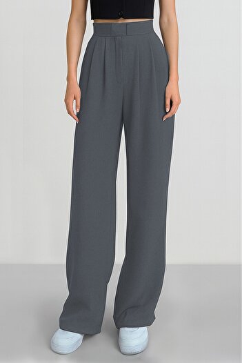 ALİNDA Women's Velcro High Waist Wide Leg Palazzo Trousers