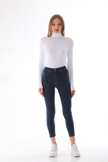 penyebizden Γυναικείο φορμάκι Viscose Full Turtleneck με κουμπωτά - Λευκό