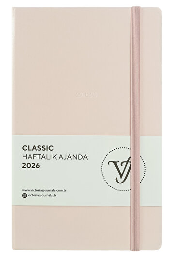 Victoria's Journals Classic 2026 Weekly Agenda 13X21 cm Hard Cover Ivory 100Gr.