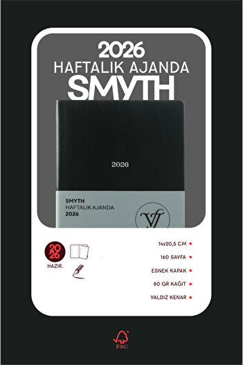 Victoria's Journals Smyth 2026 Седмичен дневник A5 (14x21cm) Мека корица Слонова кост 80 gsm