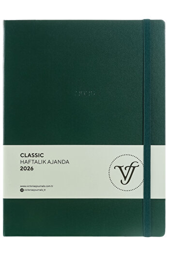 Victoria's Journals Classic 2026 Weekly Agenda A4 (19X25Cm) Hard Cover Ivory 100 Gr.