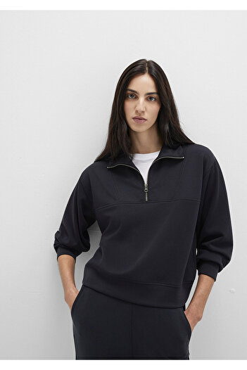 Mavi Semi-Zip Tencel Tm Black Sweatshirt 1S10488-900