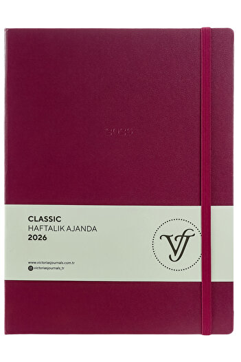 Victoria's Journals Classic 2026 Weekly Agenda A4 (19X25Cm) Hard Cover Ivory 100 Gr.