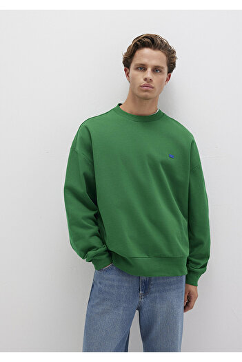 Mavi Silicone Logo Printed Green Crew Neck Sweatshirt 0S10415-85916