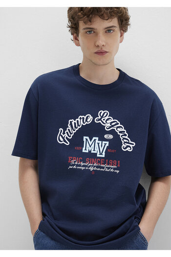 Mavi Printed Navy Blue T-Shirt Loose Fit / Relaxed Fit 0612850-89353