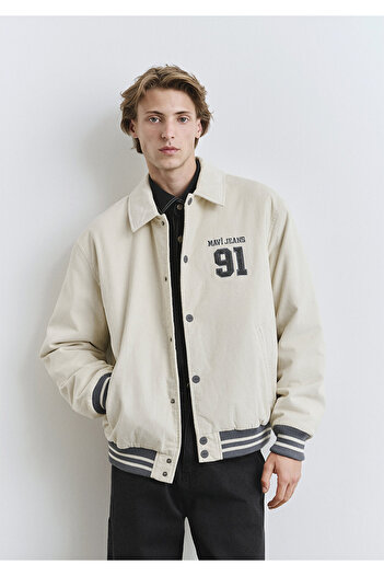 Mavi Jeans Printed Ecru College Jacket 0110722-86411