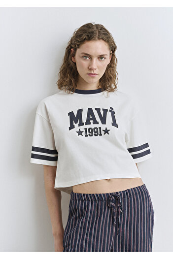 Mavi Μπλουζάκι με λογότυπο εκρού Regular Fit / Normal Cut 1613376-70057
