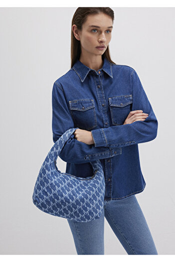 Mavi Geantă de mână din denim imprimat 1912061-70830