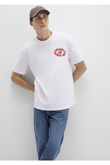 Mavi Τζιν εμπριμέ λευκό μπλουζάκι Loose Fit / Loose Relaxed Fit 0612898-620