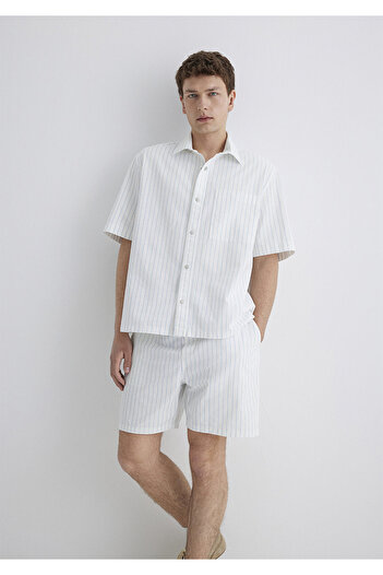 Mavi Cămașă albă cu dungi Oversize / Wide Cut 0211485-85440
