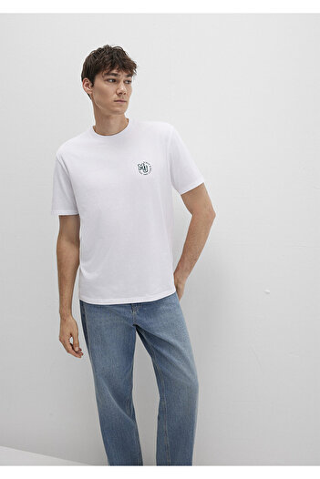 Mavi MJ Logo Printed Λευκό T-shirt Φαρδύ / Χαλαρό Κόψιμο 0612839-620