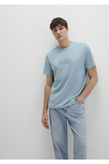 Mavi Πράσινο μπλουζάκι με τυπωμένο λογότυπο Regular Fit / Normal Cut 0612896-70838