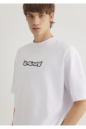Mavi MV91 Λευκό T-Shirt με Κέντημα Λεπτομέρεια Boxy Fit 0612576 -620