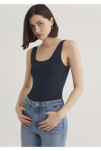 Mavi 2 Pack Gray Navy Blue Women's Basic Undershirt Fitted / Fitted Cut 1611367 -70490