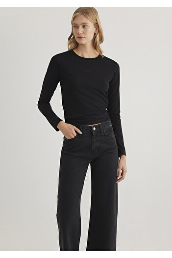 Mavi Long Sleeve Black T-Shirt Fitted / Body Fitted Cutout 1612908 -900