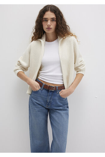 Mavi Ecru Regular Fit Wool Blended Cardigan - Zippered 1710482 -70057