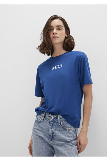 Mavi Navy Blue Logo Printed Regular Fit T-shirt - 1611594 -82625