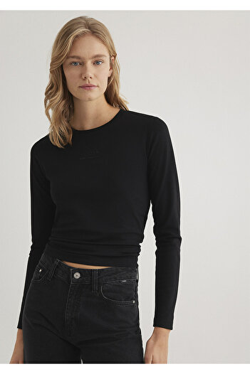 Mavi Long Sleeve Black T-Shirt Fitted / Body Fitted Cutout 1612908 -900