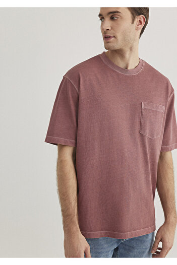 Mavi Claret Red T-Shirt with Pocket Detail Loose Fit / Loose Relaxed Fit 0612502 -71100