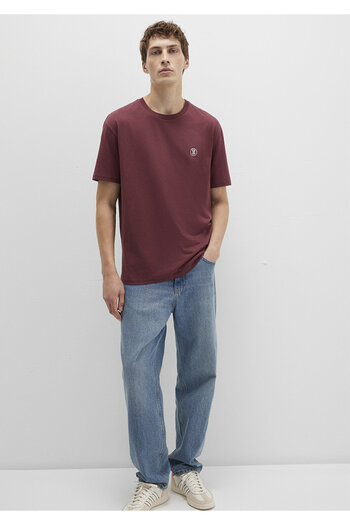 Mavi Logo Embroidered Red T-Shirt Loose Fit / Loose Relaxed Cut 067074 -70396