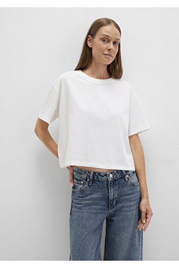Mavi Crew Neck White Basic T-Shirt Loose Fit / Loose Relaxed Cut 1611651 -80194